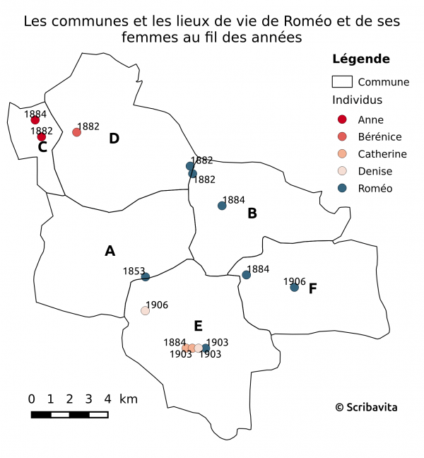 Les lieux de vie de Roméo et de ses femmes