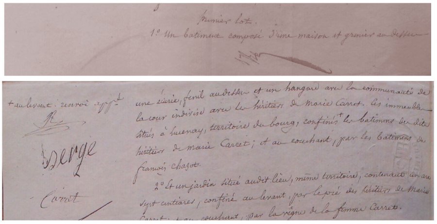 Extrait d'un partage entre héritiers