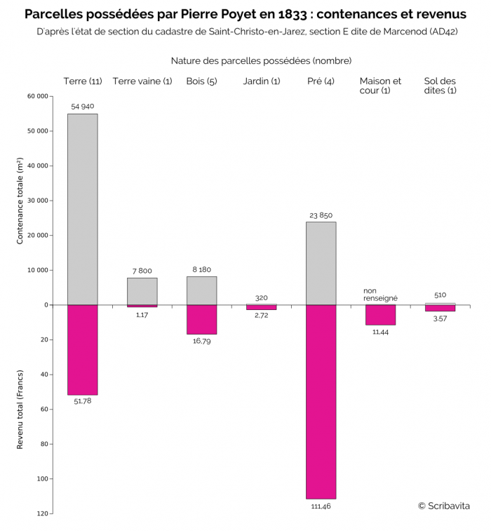 Graphe des parcelles possédées par Pierre en 1833